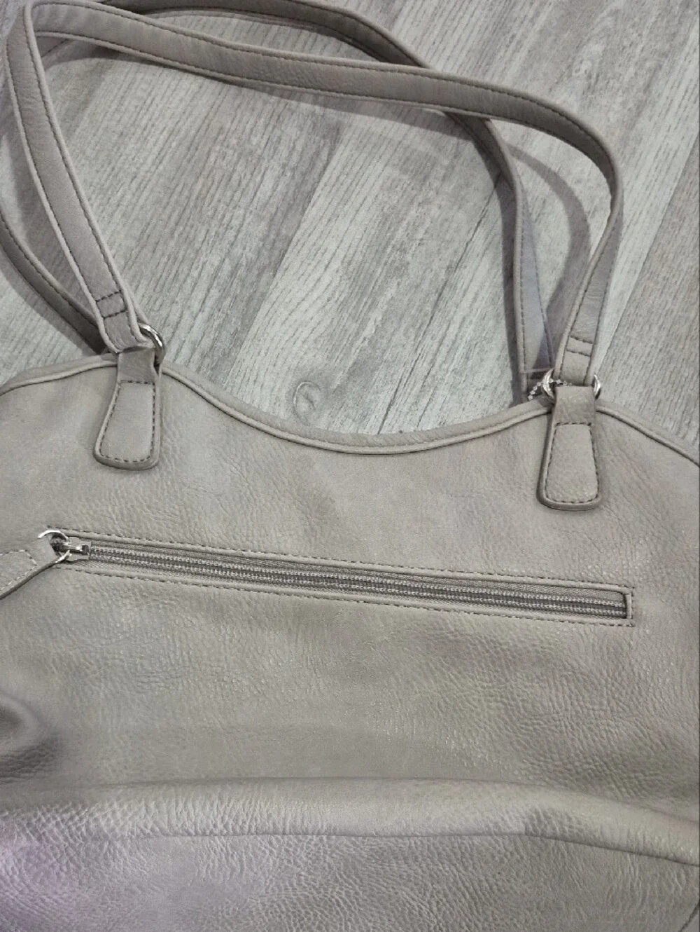 Neutral Gray Shoulder Bag with Front Zip by MultiSac